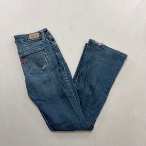 Levis 518 Jeans Womens 3M Blue Superlow Boot Cut Stretch Denim Flare Y2K 2000s